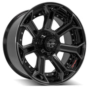 4PLAY 4P70 22x10 5x127 + 5x139.7 -24et Gloss Black Brushed with Tinted Clear Wheel SET