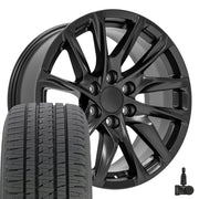 OE Wheels CA90 20x9 6x139.7 Satin Black Wheels 275-55-20 Bridgestone Dueler Alenza HL Plus Tires TPMS SET