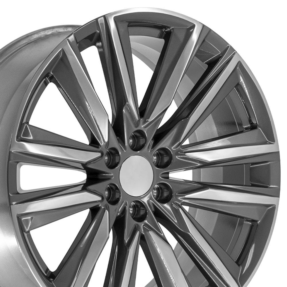 24-inch Gunmetal with Polished Face Rims fit Cadillac Escalade