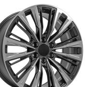 OE Wheels CA93 22x9 6x139.7 28et Gloss Gunmetal with Polished Face Wheel SET