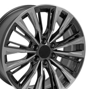 OE Wheels CA93 22x9 6x139.7 28et Gloss Gunmetal with Polished Face Wheel SET