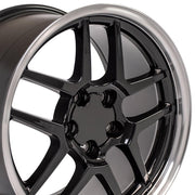 OE Wheels CV04 17x9.5 / 18x10.5 5x120.65 Gloss Black Machined Lip Staggered Wheel SET