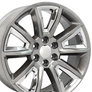 OE Wheels CV73 22x9 6x139.7 24et Gloss Hyper Black with Chrome Insert Wheel SET