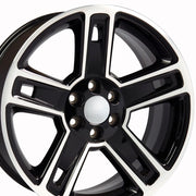 OE Wheels CV74 22x9 6x139.7 24et Gloss Black Machined Wheel SET