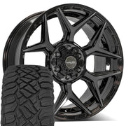4PLAY 4P06 20x9 6x135 + 6x139.7 Gloss Black Brushed with Tinted Clear Wheels 275-55-20 Sailun TerraMax RT Tires SET