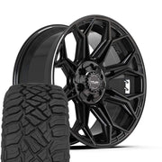 4PLAY 4P83 20x9 6x135 + 6x139.7 Gloss Black Wheels 275-55-20 Sailun TerraMax RT Tires SET