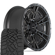 4PLAY 4PS01 20x9 6x135 + 6x139.7 Satin Black Wheels 275-55-20 Sailun TerraMax RT Tires SET