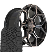 4PLAY 4PS26 20x9 6x135 + 6x139.7 Gloss Black Brushed with Tinted Clear Wheels 275-55-20 Sailun TerraMax RT Tires SET