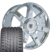 OE Wheels CA80 22x9 6x139.7 Chrome Wheels 285-45-22 Goodyear Eagle Sport Tires SET