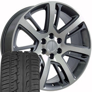 OE Wheels CA88 22x9 6x139.7 Gloss Gunmetal Machined Wheels 285-45-22 Ironman iMove GEN 2 SUV Tires SET