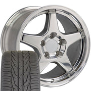 OE Wheels CV01 17x9.5 5x120.65 Polished Wheels 275-40-17 Toyo Extensa HP II Tires SET