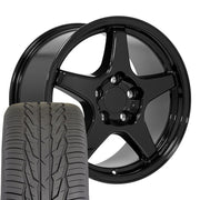 OE Wheels CV01 17x9.5 / 17x11 Gloss Black Staggered Wheels Toyo Extensa HP II Tires SET
