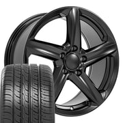 OE Wheels CV02 18x8.5 5x120.65 Satin Black Wheels 245-40-18 Ironman iMove GEN 3 Tires SET