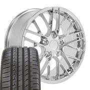 OE Wheels CV08 18x8.5 5x120.65 Chrome Wheels 245-40-18 Ironman iMove GEN 2 Tires SET