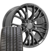 OE Wheels CV22 18x8.5 5x120.65 Gloss Gunmetal Wheels 245-40-18 Ironman iMove GEN 2 Tires SET