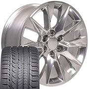 OE Wheels CV26 20x9 6x139.7 Polished Wheels 275-55-20 Goodyear Eagle LS2 Tires SET