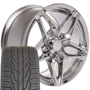 OE Wheels CV31 17x9.5 / 17x11 Chrome Staggered Wheels Toyo Extensa HP II Tires SET
