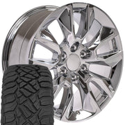 OE Wheels CV32 20x9 6x139.7 Chrome Wheels 275-55-20 Sailun TerraMax RT Tires SET