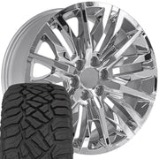 OE Wheels CV33 22x9 6x139.7 Chrome Wheels 285-45-22 Sailun TerraMax RT Tires SET