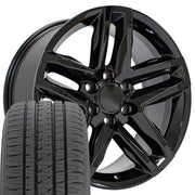 OE Wheels CV34 20x9 6x139.7 Gloss Black Wheels 275-55-20 Bridgestone Dueler Alenza HL Plus Tires SET