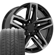 OE Wheels CV34 20x9 6x139.7 Gloss Black Machined Wheels 275-55-20 Goodyear Eagle LS2 Tires SET