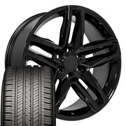 OE Wheels CV34 22x9 6x139.7 Gloss Black Wheels 285-45-22 Goodyear Eagle Touring Tires SET