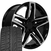 OE Wheels CV34 22x9 6x139.7 Gloss Black Machined Wheels 285-45-22 Ironman iMove GEN 2 SUV Tires SET