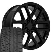 OE Wheels CV62 24x10 6x139.7 Gloss Black Wheels 305-35-24 Ironman iMove GEN 2 Tires SET
