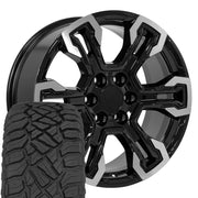 OE Wheels CV65 20x9 6x139.7 Gloss Black Machined Wheels 275-55-20 Sailun TerraMax RT Tires SET