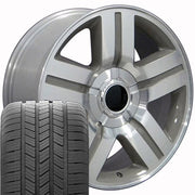 OE Wheels CV84 20x8.5 6x139.7 Gloss Silver Machined Wheels 275-55-20 Goodyear Eagle LS2 Tires SET