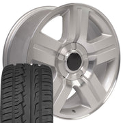 OE Wheels CV84 22x9 6x139.7 Gloss Silver Machined Wheels 285-45-22 Ironman iMove GEN 2 SUV Tires SET