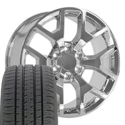 OE Wheels CV92 20x9 6x139.7 Chrome Wheels 275-55-20 Bridgestone Dueler Alenza HL Plus Tires SET