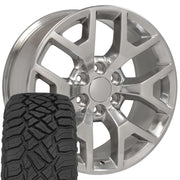 OE Wheels CV92 20x9 6x139.7 Polished Wheels 275-55-20 Sailun TerraMax RT Tires SET