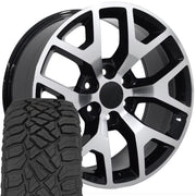 OE Wheels CV92 22x9 6x139.7 Gloss Black Machined Wheels 285-45-22 Sailun TerraMax RT Tires SET