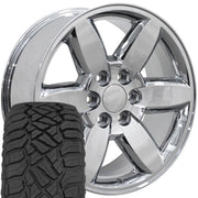 OE Wheels CV94 20x8.5 6x139.7 Chrome Wheels 275-55-20 Sailun TerraMax RT Tires SET