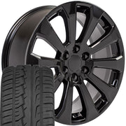 OE Wheels CV95 22x9 6x139.7 Gloss Black Wheels 285-45-22 Ironman iMove GEN 2 SUV Tires SET