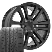 OE Wheels CV99 20x9 6x139.7 Satin Black Wheels 275-55-20 Goodyear Eagle LS2 Tires SET