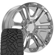 OE Wheels CV99 20x9 6x139.7 Chrome Wheels 275-55-20 Sailun TerraMax RT Tires SET