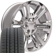 OE Wheels CV99 22x9 6x139.7 Chrome Wheels 285-45-22 Bridgestone Dueler Alenza HL Tires SET
