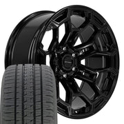 DEFIANT DF03 20x9 6x139.7 Gloss Black Wheels 275-55-20 Bridgestone Dueler Alenza HL Plus Tires SET