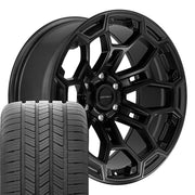 DEFIANT DF03 20x9 6x139.7 Satin Black with Dark Satin Charcoal 2-Tone Wheels 275-55-20 Goodyear Eagle LS2 Tires SET