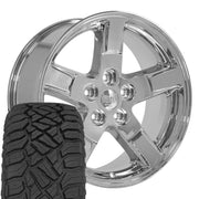 OE Wheels DG62 20x9 5x139.7 Chrome Wheels 275-55-20 Sailun TerraMax RT Tires SET