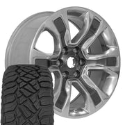 OEM Wheels DG74 20x9 6x139.7 Gloss Gunmetal with Polished Face Wheels 275-55-20 Sailun TerraMax RT Tires SET