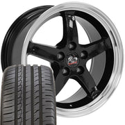 OE Wheels FR04 17x9 5x114.3 Gloss Black Machined Lip Wheels 245-45-17 Ironman iMove Gen 2 Tires SET