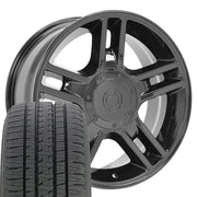 OE Wheels FR81 20x9 5x135 Gloss Black Wheels 275-55-20 Bridgestone Dueler Alenza HL Plus Tires SET