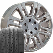 OE Wheels FR98 20x8.5 6x135 Polished Wheels 275-55-20 Goodyear Eagle LS2 Tires SET