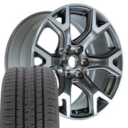 OEM Wheels JP31 20x9 6x139.7 Satin Gunmetal Machined Wheels 275-55-20 Bridgestone Dueler Alenza HL Plus Tires SET