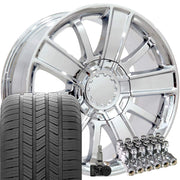 OE Wheels CV77 20x9 6x139.7 Chrome Wheels 275-55-20 Goodyear Eagle LS2 Tires TPMS Lugs SET