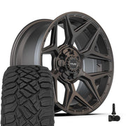 4PLAY 4P06 20x9 6x135 + 6x139.7 Satin Black Wheels 275-55-20 Sailun TerraMax RT Tires TPMS SET