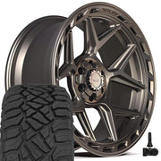 4PLAY 4P55 22x10 6x135 + 6x139.7 Satin Bronze Wheels 285-45-22 Sailun TerraMax RT Tires TPMS SET